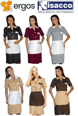Isaac Bluse POSITANO Kurzarm Baumwollmischung mit Schürze Taschen Damen