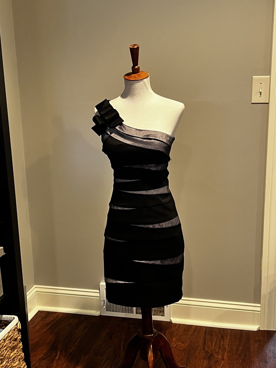 betsy and adam short black dress $239 Betsy & Adam Women's Black Off The Shoulder Beaded Sheath Dress Size 4