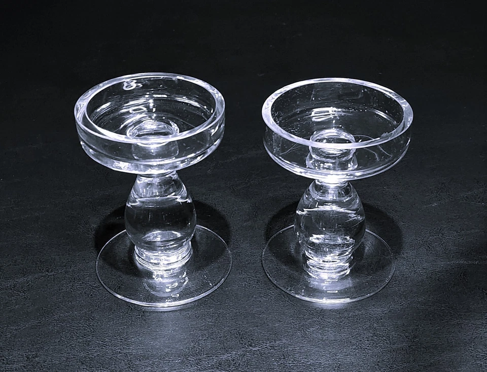 Pottery Barn ~ VIDRIO BURBUJA *Par* Candelabros de pilar de 5,5" *RETIRADO* Foto 4 de 4