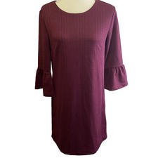 Banana Republic Women Wine Red Peplum Sleeves Dress Small