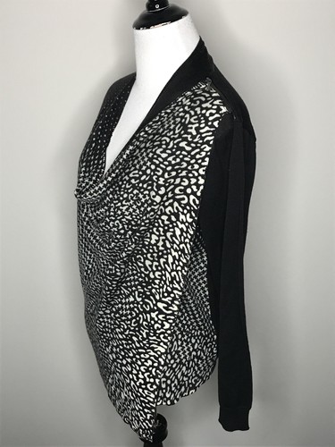 New Directions Black Kimono Sweater Petite Small Open Side Top Zip Shoulder Flow - Picture 4 of 6