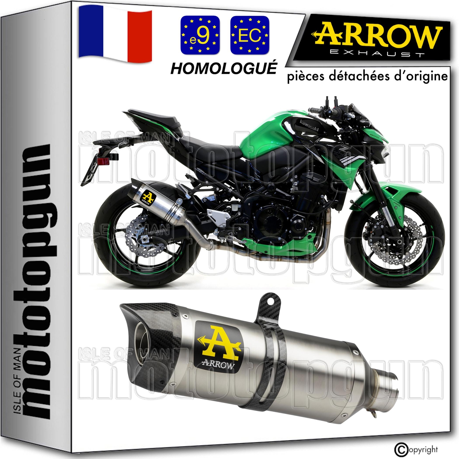 Pot echappement approuve Arrow en carbone allegé pour booster la Kawasaki Z900 2022