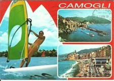 Camogli (Genova) Ragazza in Topless (Sexi) su Tavola Surf e Scorci Panoramici