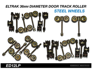 Eltrak Shed Door Track Roller 4 Wheel Steel Carriage 36mm
