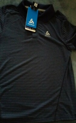 Funktionspoloshirt herren von Odlo, neu mit Etikett, Größe S, Marine, gestreift 