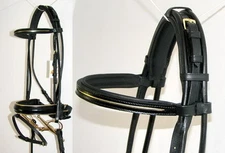 FSS German GOLD PIPING Padded ROLLED Comfort Crank Snaffle Dressage Bridle Reins