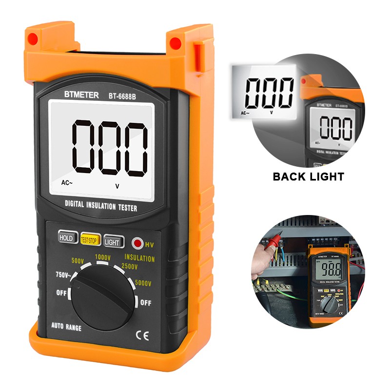 Digital Insulation Resistance Tester Megohmmeter 5000V 200GΩ with Test Leads Kit