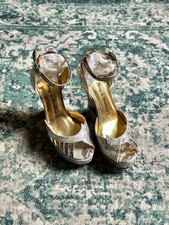 Vintage Terry De Havilland Gold Silver Wedge Sandal