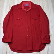 Vintage 70s Pendleton Thick Wool Button Up Shirt Red Mens Size Large