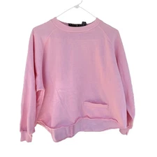 Gitano PLUS Women's Vtg 80s Crop Top 3/4 Sleeve Sweatshirt Pink Pocket SZ 20W
