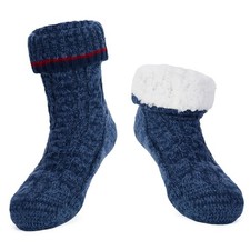 Men's Warm Cozy Slipper Socks with Grips, Non Slip Winter Fuzzy Fleece Lining...