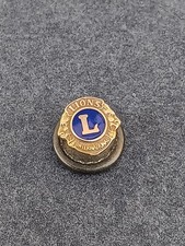 Vintage Tiny Lions Club 10k Yellow Gold Pin Screwback .Leavens .
