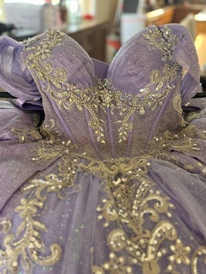 green emerald velvet dress Dancing Queen 5011 Long Quinceanera Dress Lilac / Medium