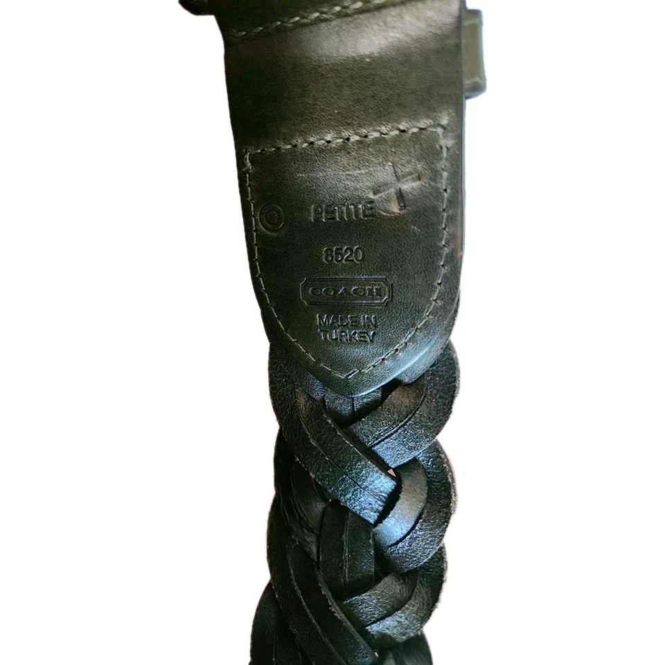 Cinturón Coach de Cuero Trenzado Verde Pequeño Ajustable Estilo Vintage 8520 Foto 2 de 4