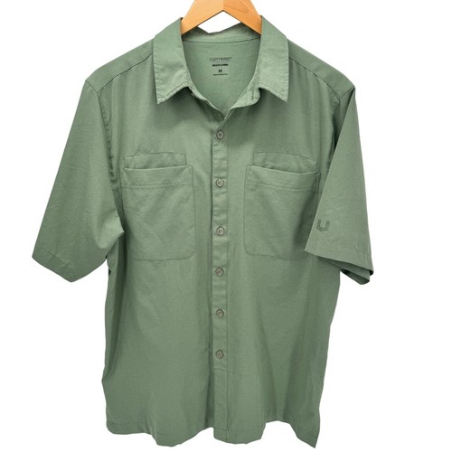 SCOTTeVEST Beachcomber Shirt Mens Medium Green Button Up Multi Pocket Travel