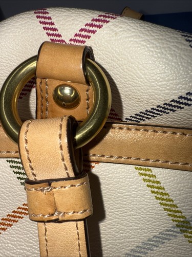 Coach Purse Peyton Tattersall Plaid Logo Satchel F19177 Beige Gold Hardware - Picture 4 of 15
