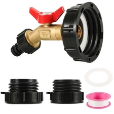 IBC Tote Adapter, 2 Sizes 275-330 Gallon IBC Bag Tank Fittings 1/2in Solid Br...