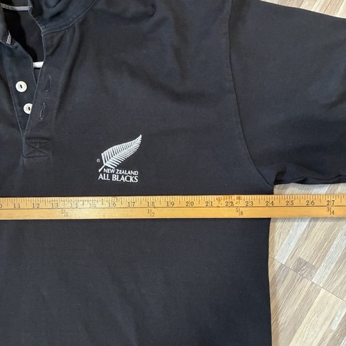 Vintage New Zealand All Blacks Rugby Polo Shirt Thick HeavyWeight Mens XL - Picture 3 of 5