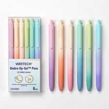 WRITECH Fine Point Gel Pens: 0.5mm Retractable Black Ink 6ct Smooth Writing No