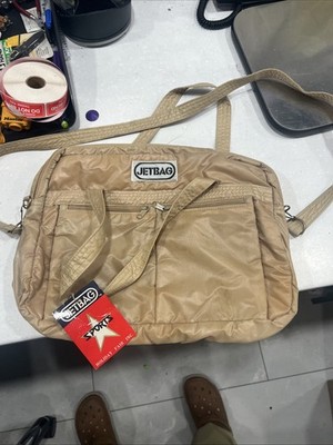 Vintage 80s Jetbag Blue Sports Bag Shoulder Brown New