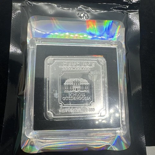 Geiger Edelmetalle 1 oz Silver Bar .999 Fine Schloss Güldengossa Sealed Bullion