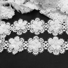 FQTANJU 3 Yards Flower Lace Edge Trim Ribbon for Wedding Applique DIY White