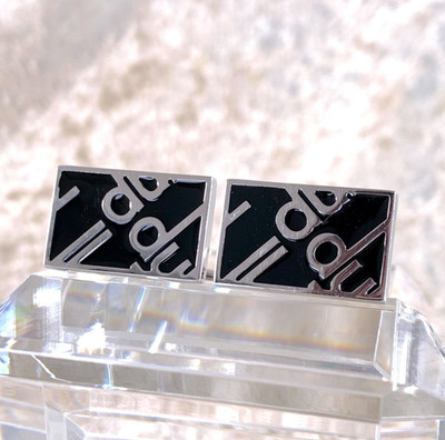 Dunhill Cufflinks Rectangle Black Enamel 925 Sterling Silver
