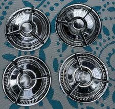 4-1959 Pontac Bonneville Catalina 3-bar Spinner Hubcaps Oem Nice Set Car Part