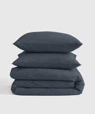 NWOT Quince Full Queen Organic Brushed Cotton Duvet Cover Set Nightfall