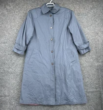 Vintage London Towne Coat Womens 8 Blue Lightweight Button Rain Jacket Lined 90s