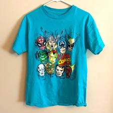 Marvel Comics Avengers teal kids shirt size Large UNISEX