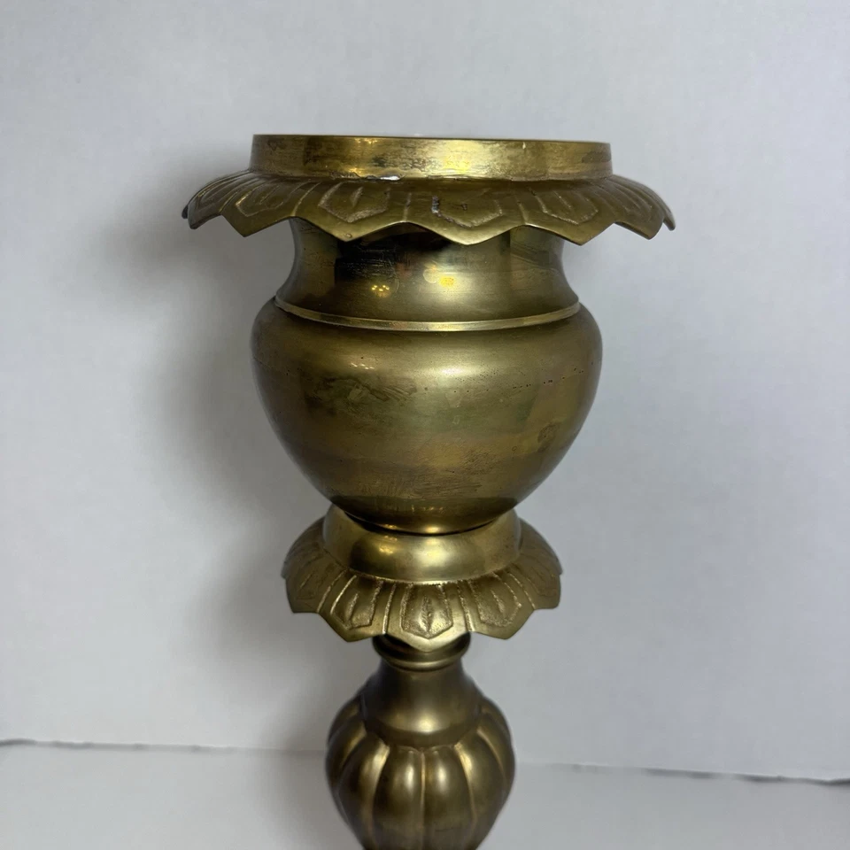 "Jarrón jardinera grande vintage de latón pesado decorativo 15"" de alto mediados de siglo moderno" Foto 4 de 4