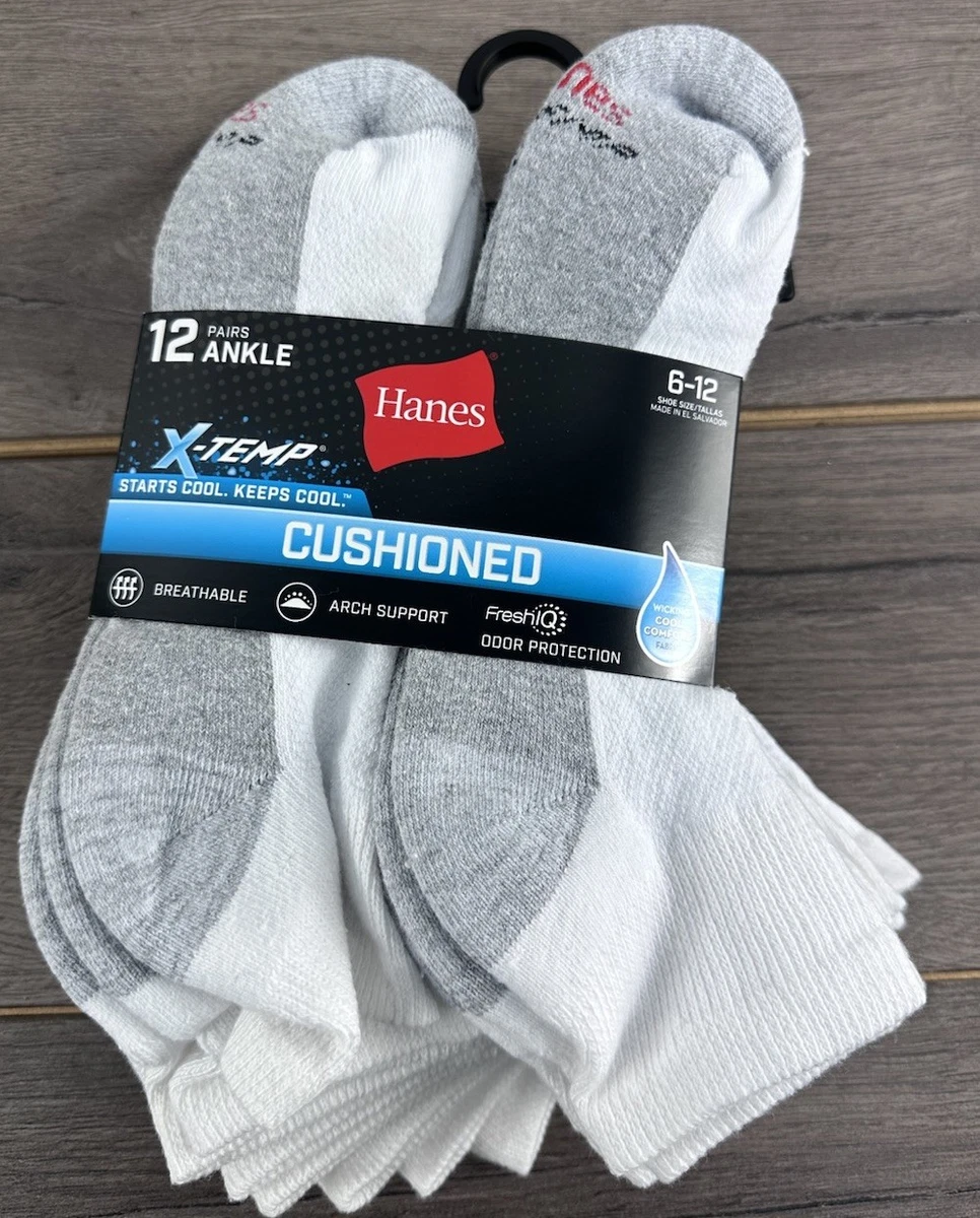 Hanes Men's Max Cushion Crew Socks, Available in 6 and 12-Pair Pack