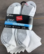 Hanes Men's X-Temp Breathable,Ankle Socks, White, Size 6-12, 12 Pairs.