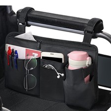 Upgrade Wheelchair Side Bag with Cup Holder, Armrest Accessories for Wheelcha...