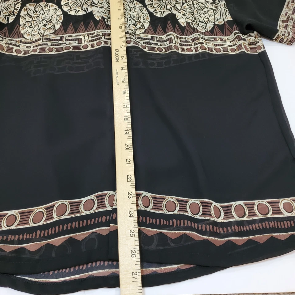 Camisa Hawaiana Aloha Mujer L Manga Corta Abotonada Negra Floral Blusa  Foto 4 de 4