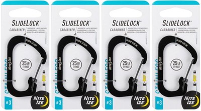 Nite Ize SlideLock Stainless Steel Carabiner #3 - Black (4-Pack)
