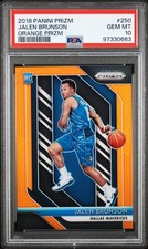 2018 Panini Prizm Jalen Brunson True Orange #250 Rookie RC /49 PSA 10 Knicks