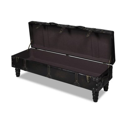 Storage Bench Hall Bench Dark Brown Solid Wood Pine and Faux Leather vidaXL
