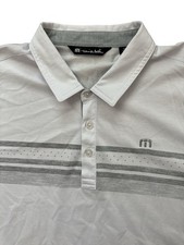 Travis Mathew Golf Polo Shirt Polka Dot Stripe Lightweight Mens XL Preppy