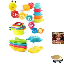 Baby Bath Toys Set Kids 1-3 Mold-Free Floating Boats Stacking Cups