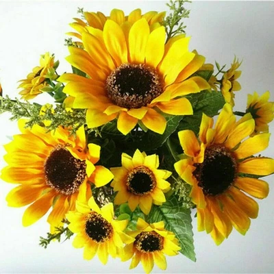 13 Köpfe Künstliche Sonnenblumen Kunstblume-Blumenstrauß Haus Garten Laden De - Bild 1 von 4