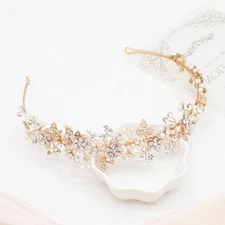 Wedding Headbands Bridal Pearl and Crystal Floral Hair Accessories Bridal Hea...