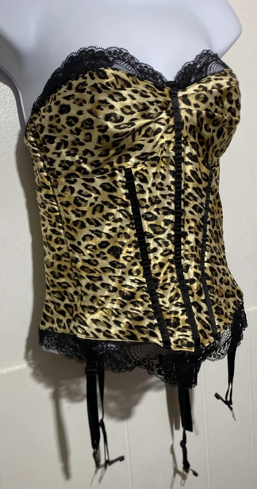 Женский корсет бюстье Fredericks of Hollywood 36 леопард шелковые кружевные подвязки 29009F - Изображение 3 из 4