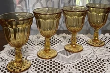 Set Of 4 Imperial Glass Amber Brown Goblets Wine Glasses 5.5” x 3.5” (Set 1)