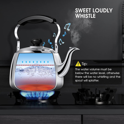 Tea Kettle, Stainless Steel Stovetop Whistling Tea Kettles 2L, Mirror Polishe...