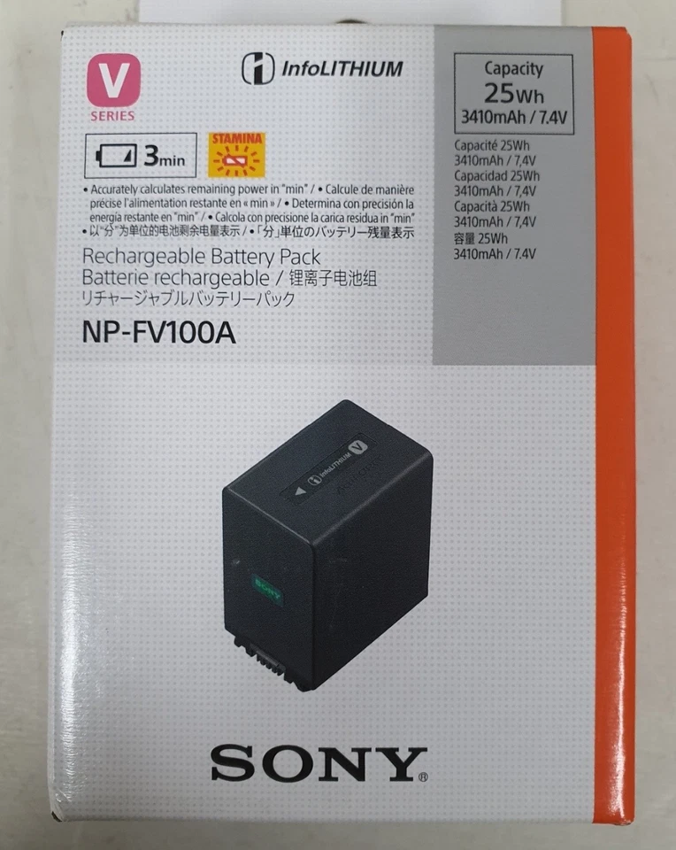 Batería Sony NP-FV100A 7.4V 3410mAh Serie V BC-QM1 AC-QCV10 para FDR-AXP35 CX900 Foto 3 de 4