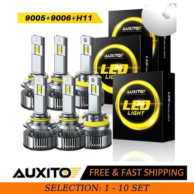 6-60X 9005+9006+H11/H8 Combo LED Headlight Bulbs White High Low Beam AUXITO Y19