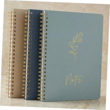 Aesthetic Spiral Notebook Set of 3 For Women Medium 8x6 darkblue-medblue-taupe