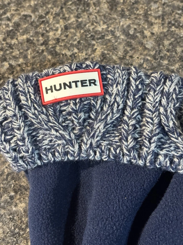 Hunter Fleece Boot Liner Socks Blue & White Tall Boots ML 8-10 for Rain/ Rubber - Image 2 of 4